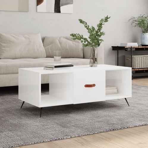 vidaXL Salontafel 102x50x40 cm bewerkt hout hoogglans wit, Huis en Inrichting, Tafels | Salontafels, 100 tot 150 cm, Nieuw, Overige houtsoorten
