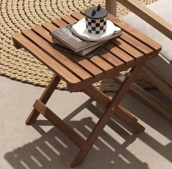 2x Opvouwbare Buitentafels Acaciahout 45x45 cm Weerbestendig, Tuin en Terras, Tuintafels, Nieuw, Verzenden