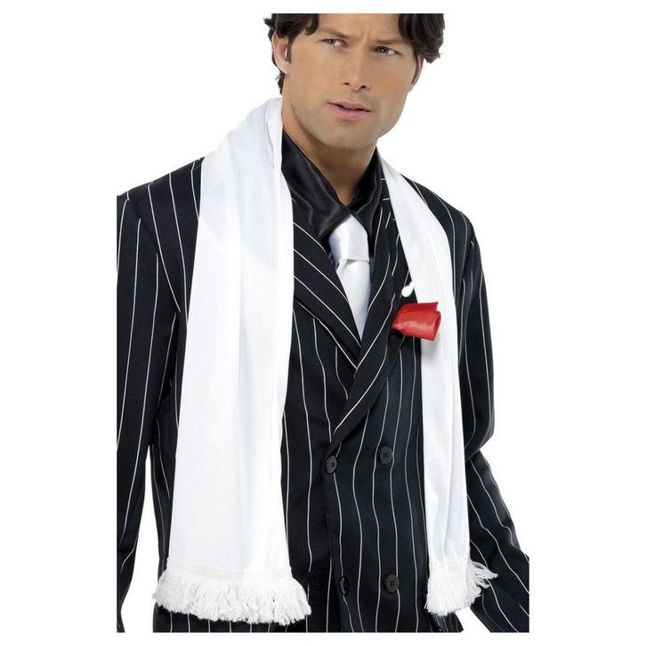 Witte maffia sjaal met kwastjes - Sjaals, Hobby en Vrije tijd, Feestartikelen, Verzenden