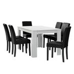 Eetkamerset Nora eethoek 7-delig tafel en stoelen wit en zwa, Verzenden, Nieuw