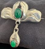 Broche Zilver - Groene Agaat, Sieraden, Tassen en Uiterlijk, Antieke sieraden
