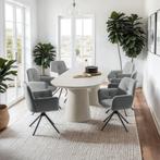 Draaibare fauteuil Lenia, gestoffeerd - Fluweellook antracie, Huis en Inrichting, Stoelen, Verzenden, Nieuw