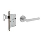 Deurbeslag set loopslot RVS + deurklink Jura geborsteld RVS, Doe-het-zelf en Verbouw, Hang- en Sluitwerk, Ophalen of Verzenden