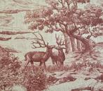 Originele exclusieve Toile De Jouy stof met herten -, Antiek en Kunst