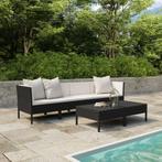 vidaXL 6-delige Loungeset met kussens poly rattan zwart, Verzenden, Nieuw, Rotan, Loungeset