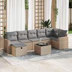 vidaXL 8-delige Loungeset met kussens poly rattan beige, Nieuw, Loungeset, 7 zitplaatsen, Verzenden
