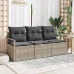 vidaXL Tuin Sofa Set met kussen met opslag 3 pcs Lichtgrijs, Tuin en Terras, Tuinsets en Loungesets, Verzenden, Nieuw, Rotan