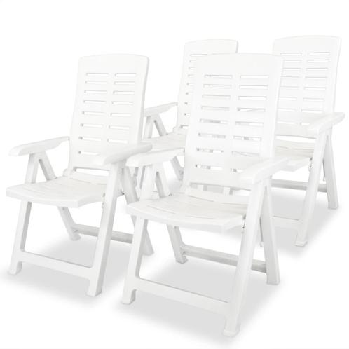 vidaXL Tuinstoelen 4 st verstelbaar kunststof wit, Tuin en Terras, Tuinstoelen, Nieuw, Kunststof, Verzenden
