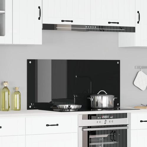 vidaXL Keuken Achterwand Zwart 110 x 50 x 0.6 cm gehard glas, Huis en Inrichting, Keuken | Keukenbenodigdheden, Nieuw, Verzenden