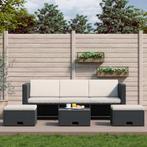 vidaXL 4-delige Loungeset met kussens poly rattan zwart, Tuin en Terras, 4 zitplaatsen, Nieuw, Loungeset, Verzenden