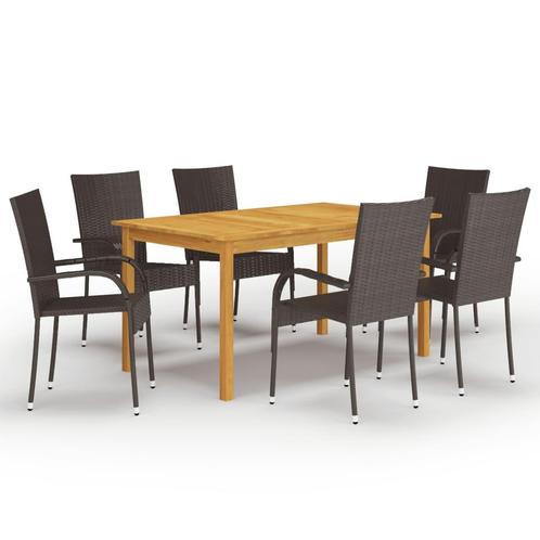 vidaXL 7-delige Tuinset bruin, Tuin en Terras, Tuinsets en Loungesets, Tuinset, Nieuw, 6 zitplaatsen, Hardhout, Verzenden