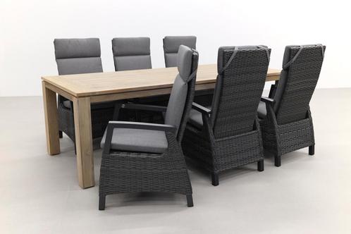Darwin/Rome grey 240 cm. verstelbare tuinset - 7-delig, Tuin en Terras, Tuinsets en Loungesets, Tuinset, Nieuw, Hout, Verzenden