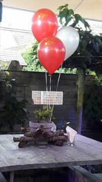 3 Helium Ballonnen aan gewichtje -Rood - Wit, Nieuw