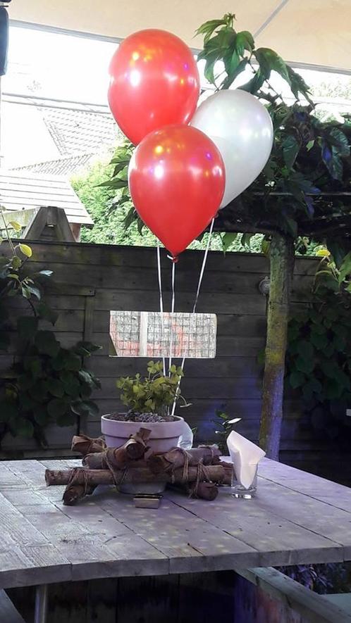 3 Helium Ballonnen aan gewichtje -Rood - Wit, Kleding | Heren, Carnavalskleding en Feestkleding