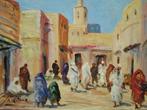 Bruno Retaux (1947) - Rue animée à Marrakech - Maroc, Antiek en Kunst, Kunst | Schilderijen | Klassiek