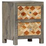 vidaXL Nachtkastje 40x30x50 cm massief mangohout grijs, Huis en Inrichting, Minder dan 45 cm, Verzenden, Nieuw, Minder dan 55 cm