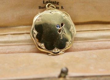 Handmade - Medaillon Goud gevuld Saffier - ca. 1900 Art beschikbaar voor biedingen