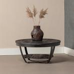 Salontafel Mangohout Rond Maeve 90 Zwart, Huis en Inrichting, Tafels | Salontafels, Verzenden, Rond, Nieuw, Industriële meubels