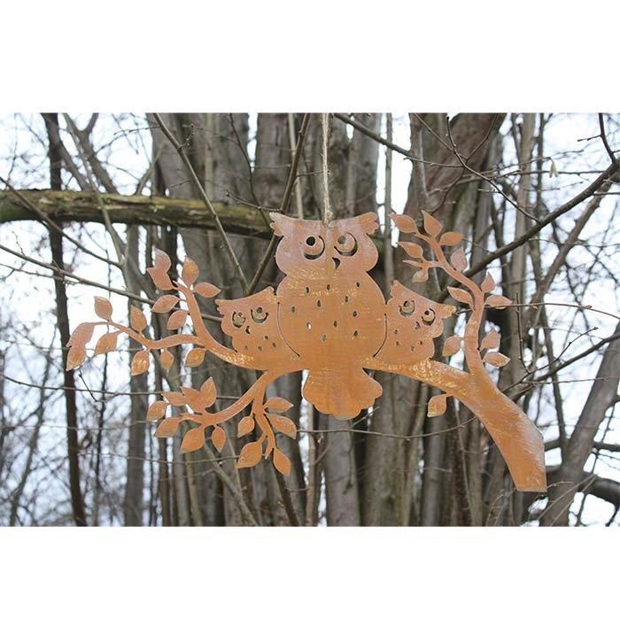 Edelroest tuindecoratie uilen op tak | om aan de zijkant te, Huis en Inrichting, Woonaccessoires | Wanddecoraties, Nieuw, Verzenden