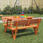 vidaXL Picknicktafel voor 4 kinderen met parasolgat massief, Verzenden, Nieuw, Hout