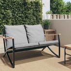 vidaXL Tuinbank met kussens 120 cm staal zwart, Tuin en Terras, Verzenden, Nieuw, Rvs