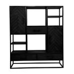 Vakkenkast Mangohout Kjeld 120 Zwart, Verzenden, Nieuw, Overige houtsoorten, Industriële meubels