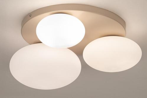 Rietveld Plafondlampen - Beige, Zand - Glas, Metaal, Huis en Inrichting, Lampen | Plafondlampen, Verzenden