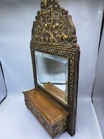 Wandspiegel- Kuifspiegel - Glas, Hout, Messing - Spiegel met