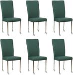 Set van 6 Groene leren moderne eetkamerstoelen - poot vierka, Nieuw, Leer, Ophalen of Verzenden, Modern