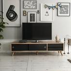 [en.casa] TV meubel Fladså 160x40x40 cm Eiken en zwart, Huis en Inrichting, Kasten | Televisiemeubels, Nieuw, Verzenden