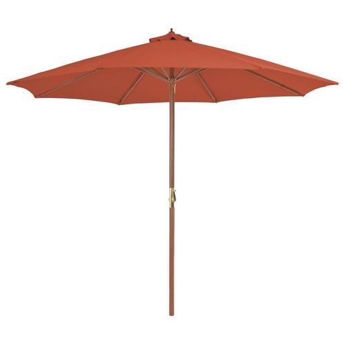 vidaXL Parasol met houten paal 300 cm terracotta, Tuin en Terras, Parasols, Nieuw, 3 tot 4 meter, Verzenden