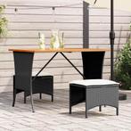 vidaXL 3-delige Tuinset met kussens poly rattan zwart, 2 zitplaatsen, Nieuw, Tuinset, Verzenden