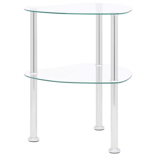 vidaXL Bijzettafel 2-laags 38x38x50 cm gehard glas, Huis en Inrichting, Tafels | Bijzettafels, Nieuw, Verzenden