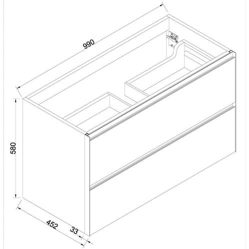 Wastafelonderkast met 2 Laden Wiesbaden Lotus 100x45.2 cm, Huis en Inrichting, Badkamer | Badkamermeubels, Ophalen of Verzenden