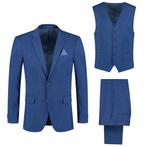 M&M pak linnenlook blauw 3-delig Maat Sets - Heren Kostuums, Nieuw, Blauw, GENTS, Verzenden