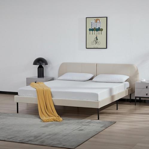 Gestoffeerd bed Porvoo met bedbodem 160x200 cm beige [en.cas, Huis en Inrichting, Slaapkamer | Bedden, Nieuw, Verzenden