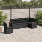 vidaXL 6-delige Loungeset met kussens poly rattan zwart, Verzenden, Nieuw, Rotan, Loungeset