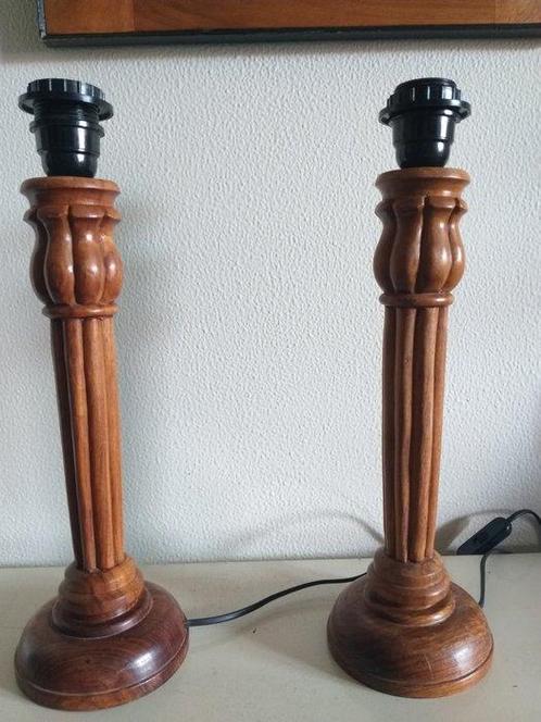 Tafellamp (2) - Edel hout - Hoogwaardige lampen, Antiek en Kunst, Curiosa en Brocante