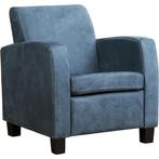 Leren fauteuil Joy - Kenia Denim (blauw) - Poten hout zwart, Nieuw, Ophalen of Verzenden, Eigentijds, Klassiek, Modern, 50 tot 75 cm