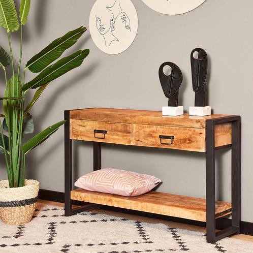KORTING! Sidetable | Meubel | Dressoir | Tafel | Mangohout, Huis en Inrichting, Tafels | Sidetables, 100 tot 150 cm, 25 tot 50 cm
