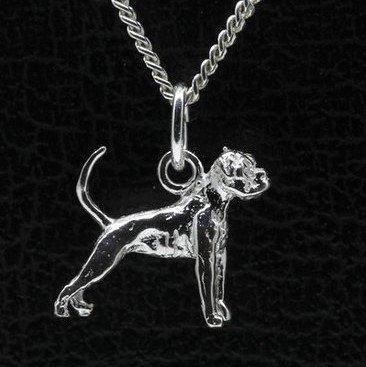 Zilveren Boxer oren ongecoupeerd met staart ketting hange..., Sieraden, Tassen en Uiterlijk, Kettinghangers, Verzenden