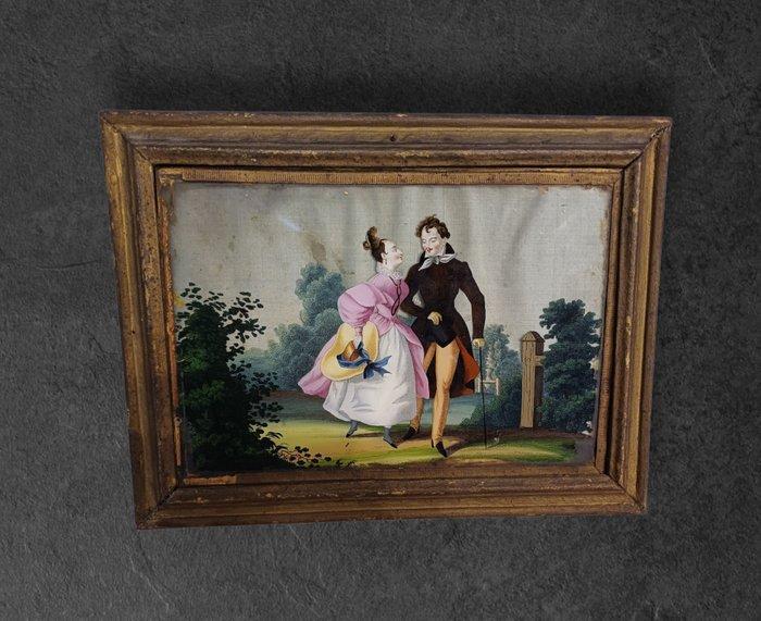 Italiaanse school (XVIII) - Scena di corteggiamento, Antiek en Kunst, Kunst | Schilderijen | Klassiek