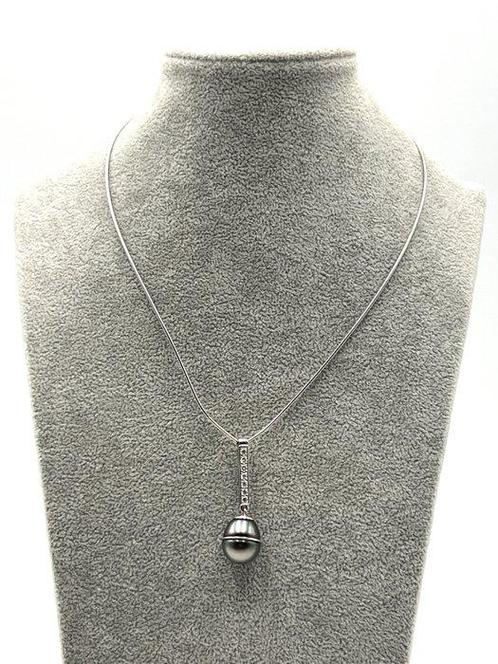 Halsketting - 18 karaat Witgoud - 0.21ct. tw. Diamant, Sieraden, Tassen en Uiterlijk, Kettingen