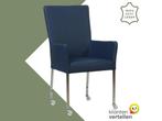 Leren eetkamerstoel Deal met armleuning - Hermes Kobalt, Huis en Inrichting, Stoelen, Blauw, Nieuw, Leer, Ophalen of Verzenden