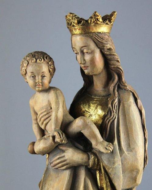 Val Gardena - Snijwerk, Wondermooie Maria met Kind - 30 cm -, Antiek en Kunst, Kunst | Niet-Westerse kunst