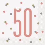 Servetten 50 Jaar Rose Goud 33cm16st, Verzenden, Nieuw