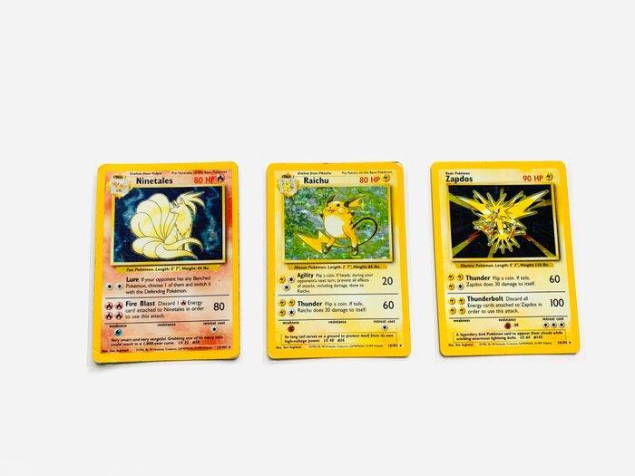 Pokémon - 3 Card - Ninetales, Raichu, Zapdos 12/102, 14/102,, Hobby en Vrije tijd, Verzamelkaartspellen | Pokémon