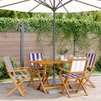 vidaXL 5-delige Tuinset massief hout en stof blauw en wit, Verzenden, Nieuw, Hardhout, Tuinset