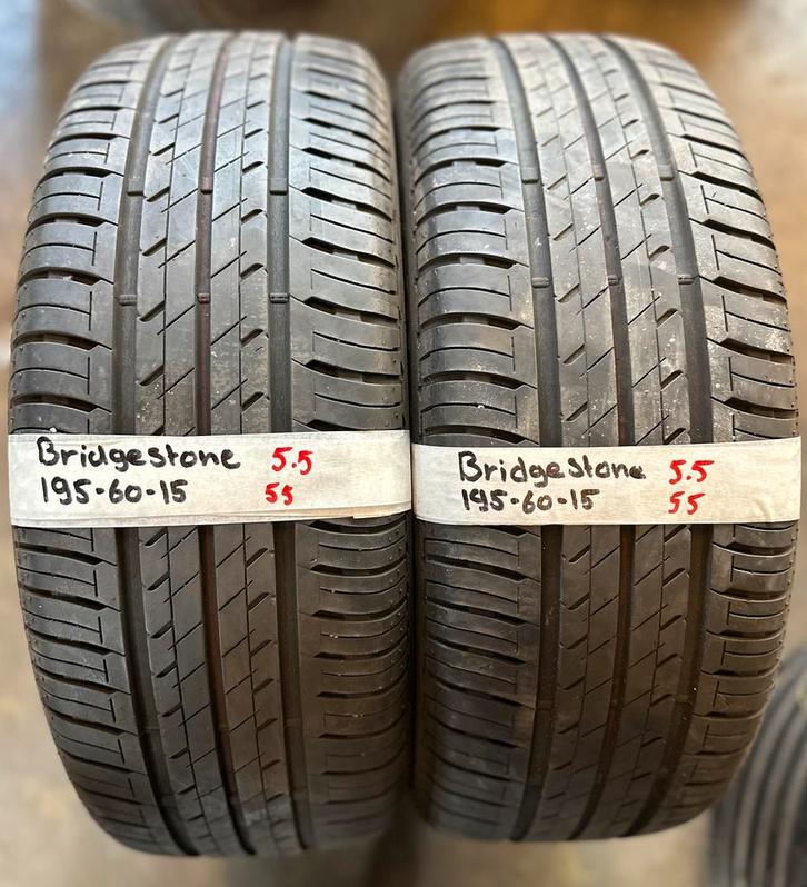 2x195-60-15 bridgestone zomer 5.5mm €55 per band 195 60 15, Auto-onderdelen, Banden en Velgen, 15 inch, Zomerbanden, 195 mm, Personenwagen