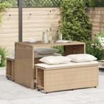 vidaXL 3-delige Tuinset met kussens poly rattan beige, Verzenden, Nieuw, Rotan, Tuinset